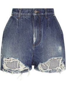 Dolce & Gabbana short en jean taille-haute à effet usé - Bleu