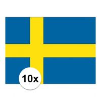 10x stuks Stickertjes van vlag van Zweden   -