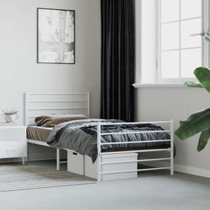 Bedframe met hoofd- en voeteneinde metaal wit 90x190 cm