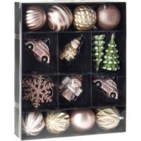 Christmas Decoration Kerstballen mix - 20-delig - roze - figuren