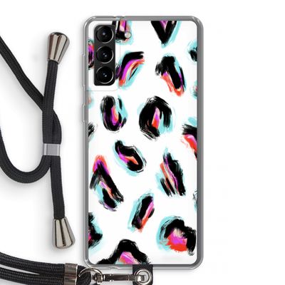 Cheetah color: Samsung Galaxy S21 Plus Transparant Hoesje met koord