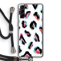 Cheetah color: Samsung Galaxy S21 Plus Transparant Hoesje met koord