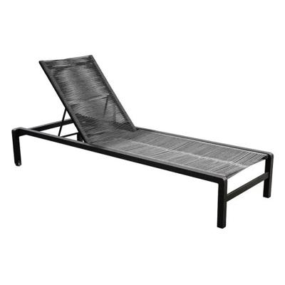 Ishi lounger aluminium stackable black/rope dark grey Yoi - Yoi