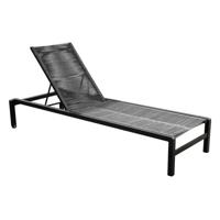 Ishi lounger aluminium stackable black/rope dark grey Yoi - Yoi