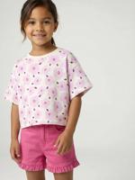 Cropped meisjesshirt met korte mouwen ecru