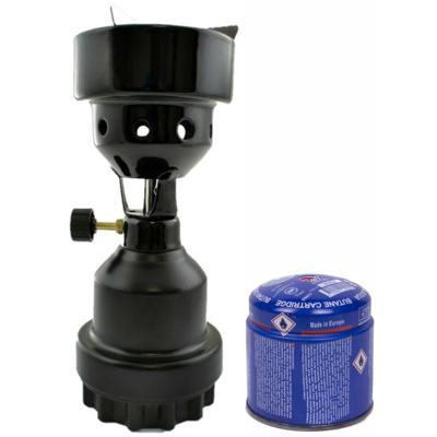 Camping kookstel/kookpit - metaal - zwart - incl. gas navulling priktank