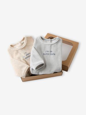Set van 2 pyjama's voor babyjongens in fluweel / velours ijsblauw Set van 2 pyjama's voor babyjongens in fluweel / velours ijsblauw
