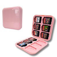 Game Card Case geschikt voor Nintendo Switch games - Accessoires Switch - 12 Games - Opbergen - Beschermen - Travel Koffer - Plastic - Siliconen - Roze