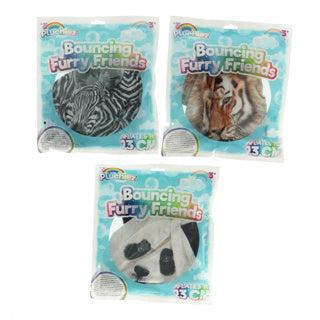 Pluchiez bouncing furry wild animals 23 cm assorti panda / zebra / tijger