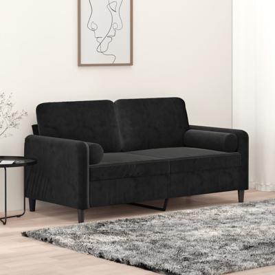 Tweezitsbank met sierkussens 140 cm fluweel zwart