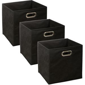 Opbergmand/kastmand zwart - Set van 3x stuks - linnen - 29 liter - 31 x 31 x 31 cm - Opbergbox - Vak