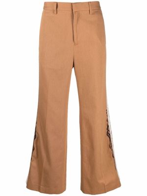 Doublet pantalon évasé à rayure latérale - Marron