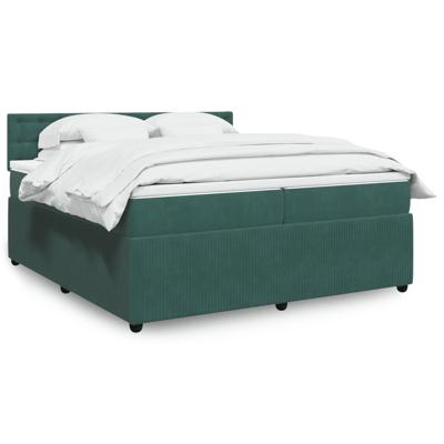 Boxspring met matras fluweel donkergroen 200x200 cm