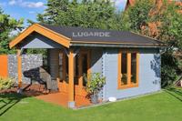 Lugarde Blokhut B60 420x520 cm - 44 mm- Zadeldak- Onbehandeld vurenhout- Lugarde