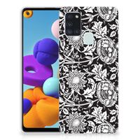 Samsung Galaxy A21s TPU Case Black Flowers - thumbnail