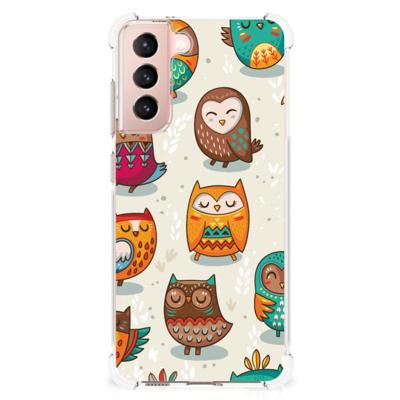Samsung Galaxy S21 FE Case Anti-shock Vrolijke Uilen Samsung Galaxy S21 FE Case Anti-shock Vrolijke Uilen
