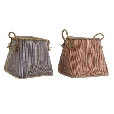 Mand DKD Home Decor 40 x 40 x 45 cm Natuurlijke Vezel (2 Stuks)