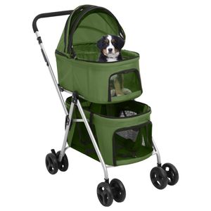 The Living Store Hondenbuggy Groen - Comfortabel en Draagbaar - 83 x 48 x 97 cm - Max 10 kg - Inklapbaar - Met zonnedak