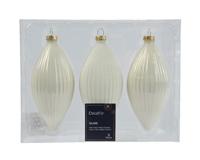 Olijf glas d6h13 cm wolwit 3st - Decoris