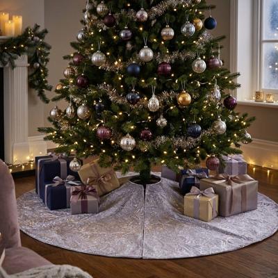 Feeric lights & Christmas Kerstboomrok - barok - fluweel - lichtgrijs - D120 cm - kerstboomrokken