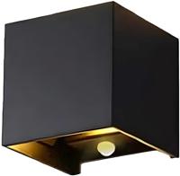 LED Wandlamp 2x3W up&down vierkant zwart 2700K + sensor - 5082077