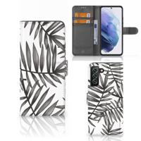 Samsung Galaxy S22 Plus Hoesje Leaves Grey | Portemonnee hoesje
