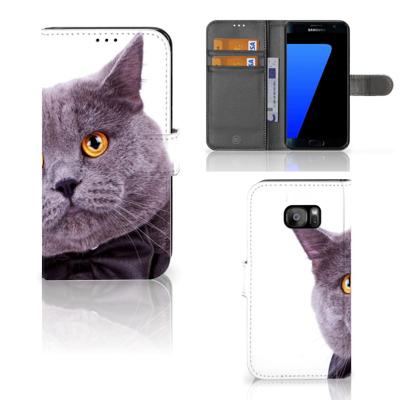 Samsung Galaxy S7 Edge | Telefoonhoesje | Met pasjeshouder | Kat