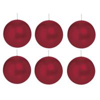 Trend Candles Bolkaars glad - 6x - bordeaux rood - 8 cm - 25 branduren - ronde kaarsen