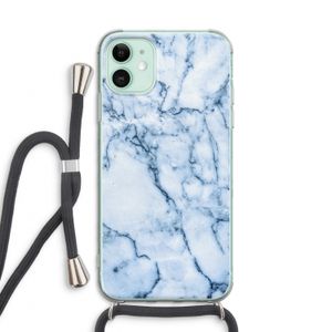Blauw marmer: iPhone 11 Transparant Hoesje met koord