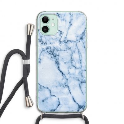 Blauw marmer: iPhone 11 Transparant Hoesje met koord