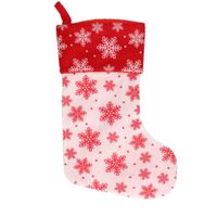 1x Wit/rode kerstsokken met sneeuwvlokken print 40 cm   - - thumbnail