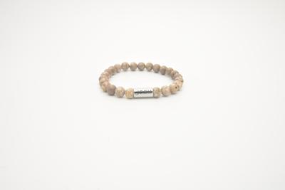 JOSH Heren Armband met Natuursteen Taupe | 09313-BRA