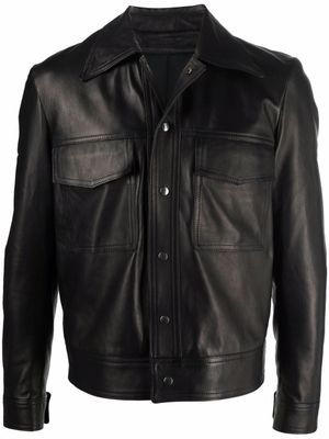 Salvatore Santoro veste en cuir à poche poitrine - Noir