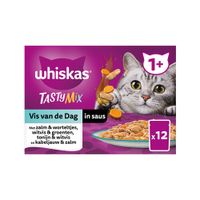 Whiskas 1+ Natvoer - Tasty Mix - Vis van de Dag in Saus - 12 x 85 gram
