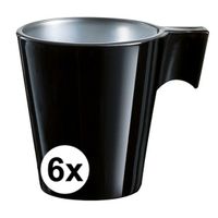 6x Espresso/koffie kopje zwart - thumbnail