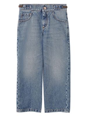 Brunello Cucinelli Kids jean droit à taille mi-haute - Bleu