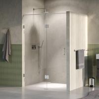 Brauer Void - Nisdeur - 2-Delig - Helder Glas - 130 x 200 cm - Omkeerbaar - met Draaideur 60 cm - Aan Glas - incl. Glascoating - PVD RVS-Kleurig