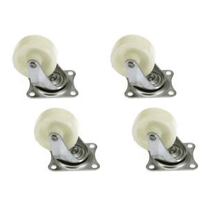 Zwenkwieltjes - 8x - wit - 50 mm