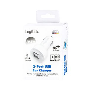 LogiLink PA0227 oplader voor mobiele apparatuur Powerbank, Smartphone, Tablet Wit Sigarettenaansteker Snel opladen Auto