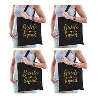 8x Vrijgezellenfeest Bride Squad tasje zwart goud/ goodiebag dames