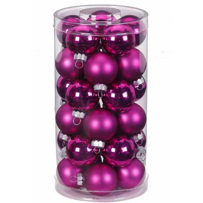 30x Fuchsia roze kleine glazen kerstballen 4 cm glans en mat - Kerstbal 30x Fuchsia roze kleine glazen kerstballen 4 cm glans en mat - Kerstbal