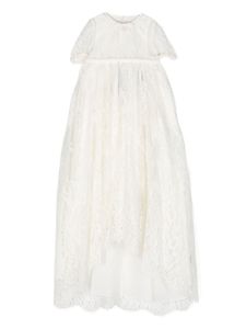 Dolce & Gabbana Kids robe en soie à détails en dentelle - Blanc