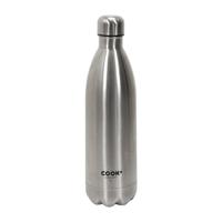 Travel drinkfles voor warme en koude dranken - zilver - roestvrij staal - met schroefdop - 1000 ml