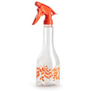 Plantenspuit met een inhoud van 500 ml - transparant - oranje verstuiver - 27 cm - kunststof