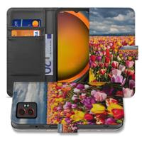 Samsung Galaxy Xcover 7 Pro | Bookcase | Hoesje met Tulpen Motief Kleurig Patroon Design | Portemonnee hoesje