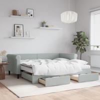 Slaapbank onderschuifbed en lades 90x190 cm fluweel lichtgrijs