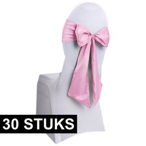 30x Bruiloft stoel decoratie lichtroze strikken