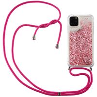 Lunso - Backcover hoes met koord - iPhone 12 Pro Max - Glitter Roze