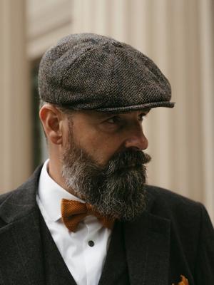 Arran Pet | Harris Tweed | 8-panelen | Grijs | Peaky Blinders