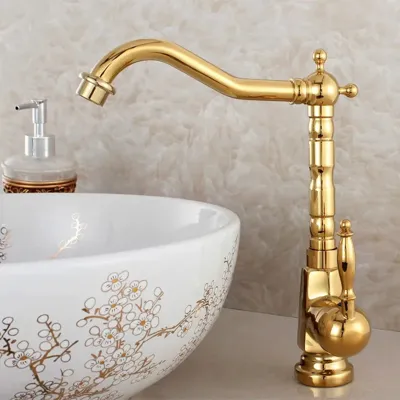 Antieke Wasbakkraan - 360° Draaibaar | Warm & Koud Water | Gouden Afwerking